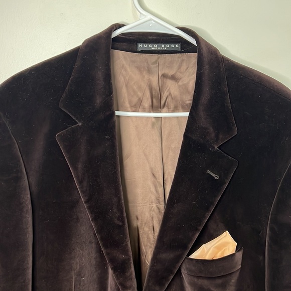Hugo Boss Velvet Brown Lined Classic Blazer Size Large - Picture 3 of 11
